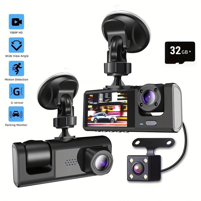1080P Full HD Dash Camera for Cars, Dash Cam Front with Card, 3'LCD Screen, 170°Wide Angle, Dashboard DashCam with Loop Recording, HDR, Night Vision,