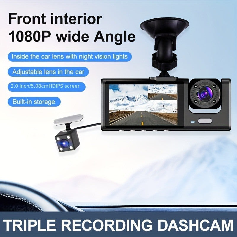 1080P Full HD Dash Camera for Cars, Dash Cam Front with Card, 3'LCD Screen, 170°Wide Angle, Dashboard DashCam with Loop Recording, HDR, Night Vision,