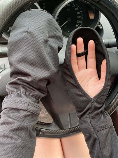 1pair Ice Silk Arm Sleeves & Gloves For Women, Sun Protection, Loose & Breathable, Anti-UV Outdoor Sleeve Set