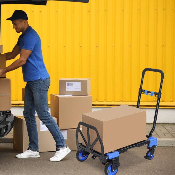 150kg 2-in-1 luggage trolley blue