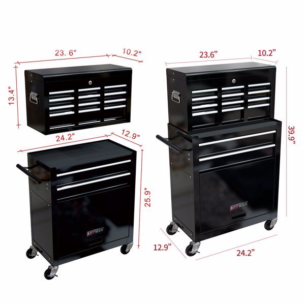 8 Drawers Tool Chest Tool Box, Large Tool Cabinet with Drawers, Rolling Tool Chest with Wheels for Workshop Mechanics Garage