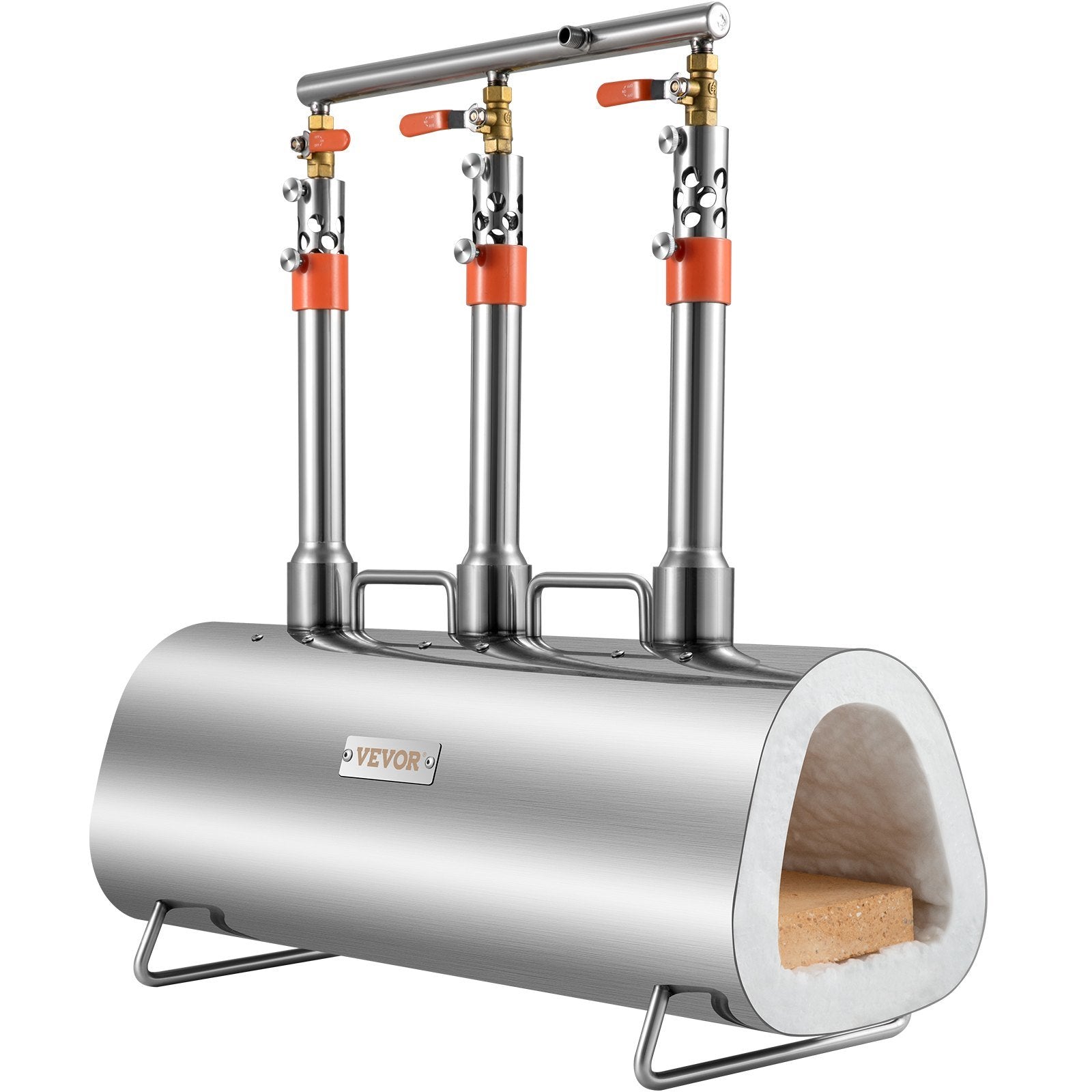 VEVOR Forge Portable Portable, Triple Burner Tool and Knife Making, Large Capacity Blacksmith Farrier Forges, Mini Furnace Blacksmithing, Stainless St