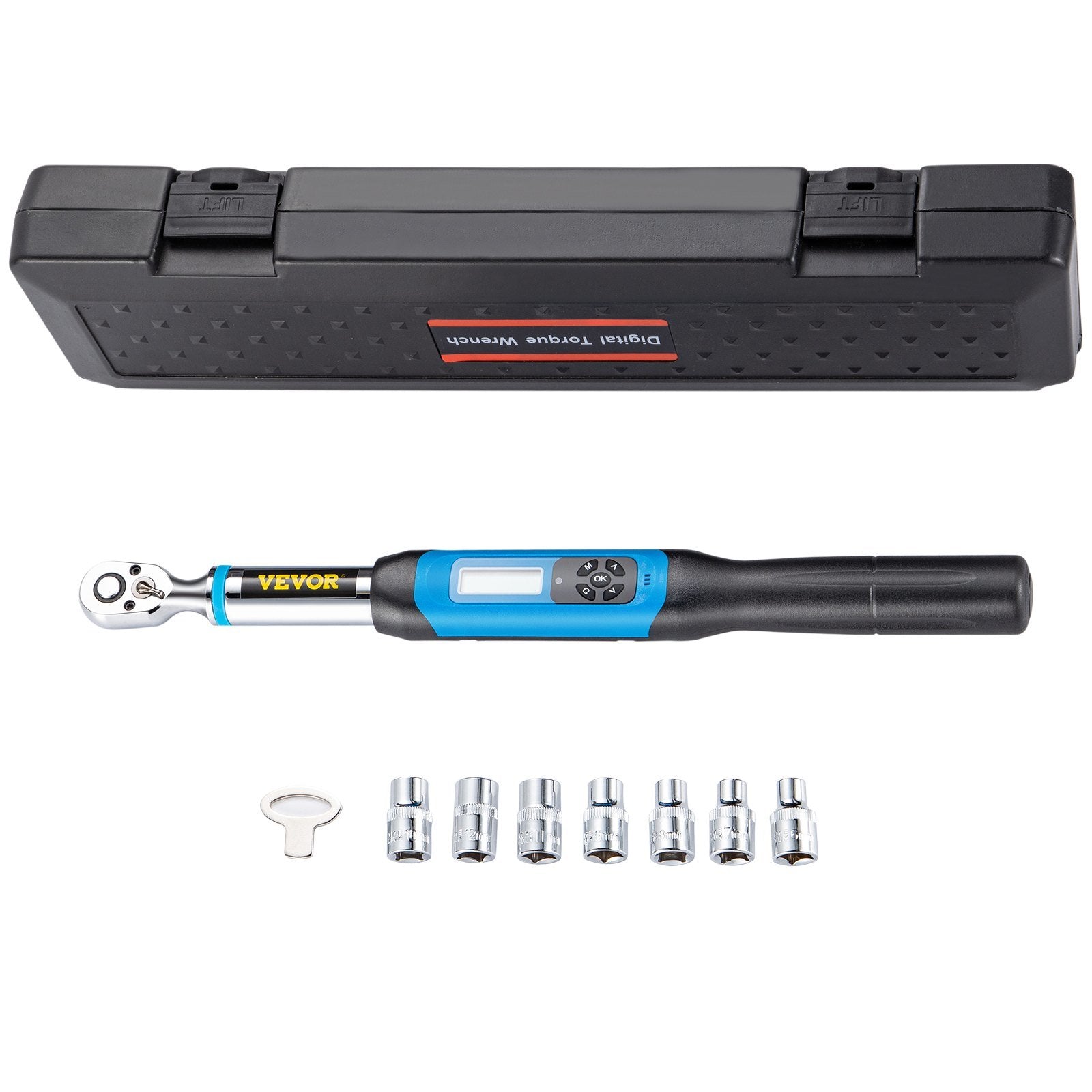 VEVOR Digital Torque Wrench, 3/8" Drive Electronic Torque Wrench, Torque Wrench Kit 1.1-22.12 ft-lbs Torque Range Accurate to ±2%, Adjustable Torque W