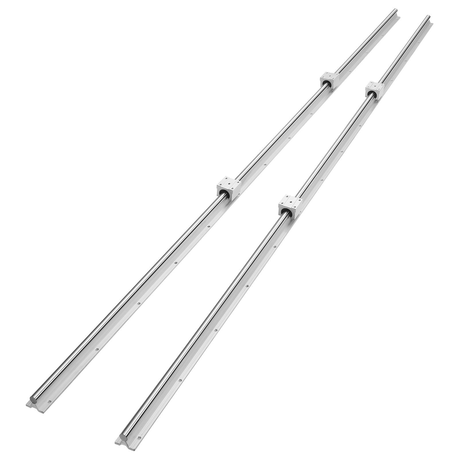 VEVOR Linear Guide Rail Set, SBR20 2200mm, 2 PCS 86.6 in/2200 mm SBR20 Guide Rails and 4 PCS SBR20UU Slide Blocks, Linear Rails and Bearings Kit for A