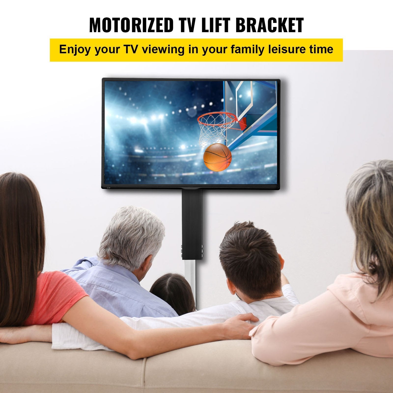 VEVOR Motorized TV Lift Stroke Length 28 Inches Motorized TV Mount Fit for Max.50 Inch TV Lift with Remote Control Height Adjustable 38-65 Inch,Load C