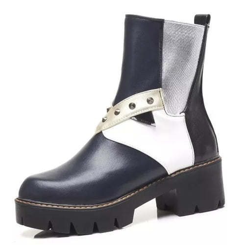New Fashion Women Winter Punk Ankle Boots Sexy Square Heels Boots
