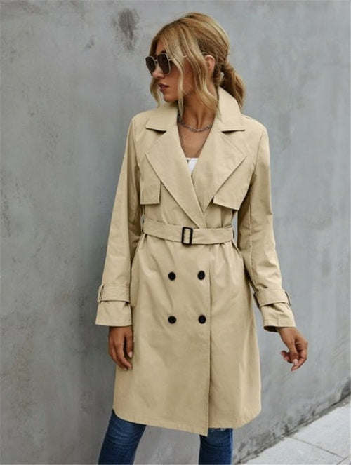 Fashion Women Trench Casual Solid Color Coat Adult Elegant Fashion