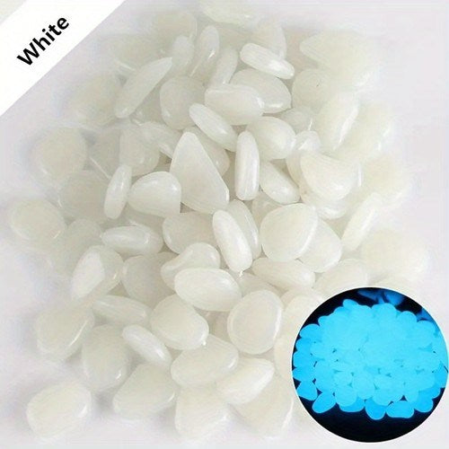 200PCS Pebbles Glowing in The Dark Aquarium Colored Light Rock, Fairy Garden Walkway Decoration Luminous Stone