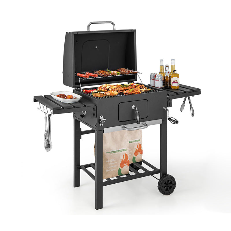 Outdoor BBQ Charcoal Grill with Bottom Storage Shelf