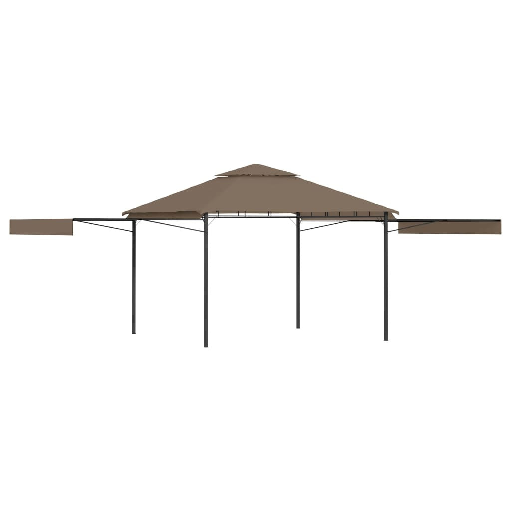 Gazebo with Double Extending Roofs 9.8'x9.8'x9' Taupe 0.6 oz/ft²