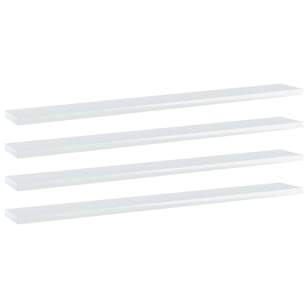 Bookshelf Boards 4 pcs High Gloss White 31.5"x3.9"x0.6" Engineered Wood