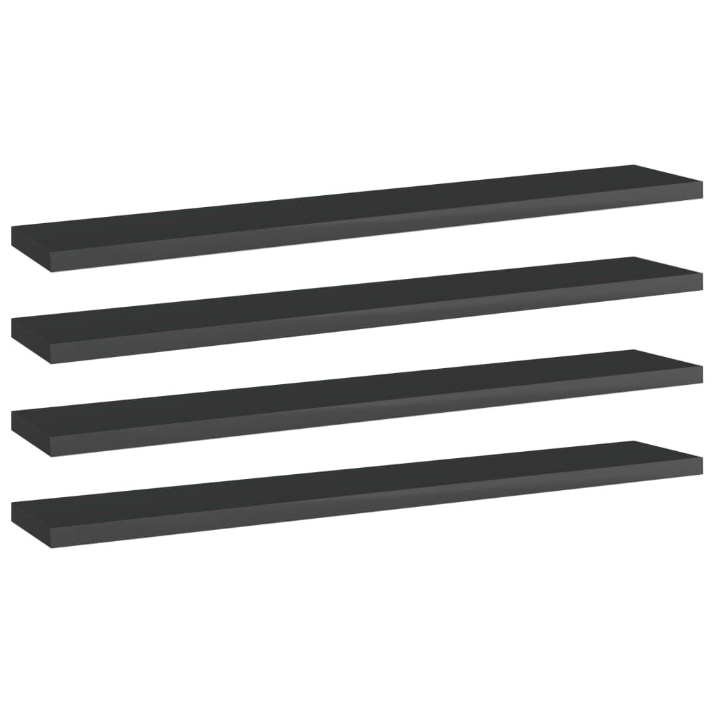 Bookshelf Boards 4 pcs High Gloss Black 23.6"x3.9"x0.6" Engineered Wood