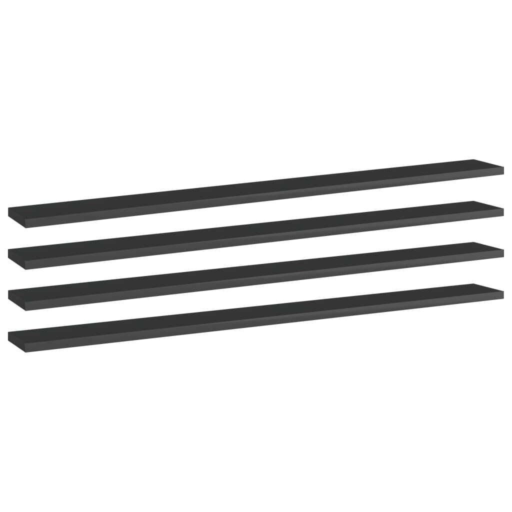 Bookshelf Boards 4 pcs High Gloss Black 39.4"x3.9"x0.6" Engineered Wood