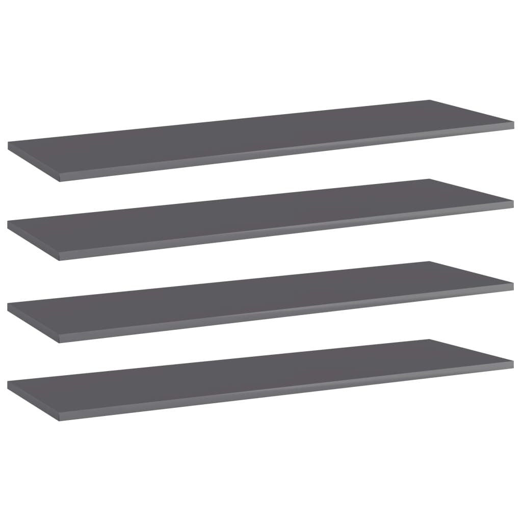 Bookshelf Boards 4 pcs High Gloss Gray 39.4"x11.8"x0.6" Engineered Wood