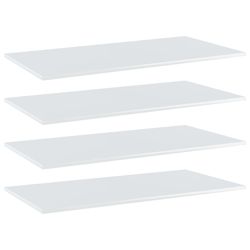 Bookshelf Boards 4 pcs High Gloss White 39.4"x19.7"x0.6" Engineered Wood