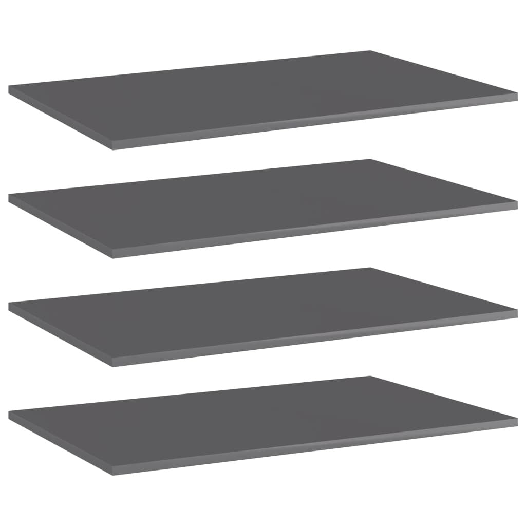 Bookshelf Boards 4 pcs High Gloss Gray 31.5"x19.7"x0.6" Engineered Wood