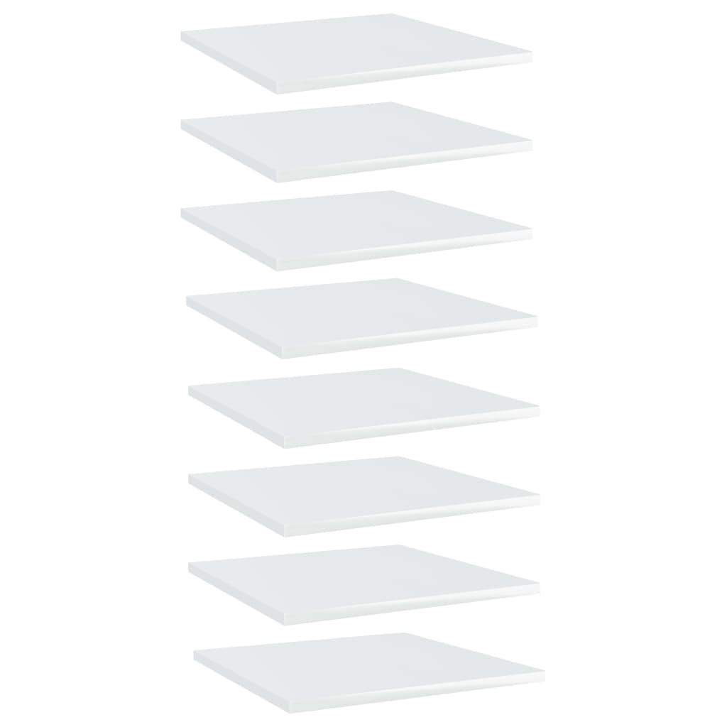 Bookshelf Boards 8 pcs High Gloss White 15.7"x15.7"x0.6" Engineered Wood