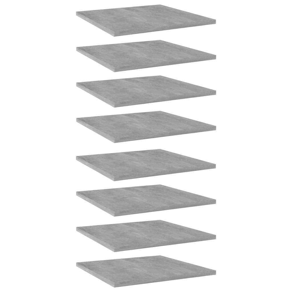 Bookshelf Boards 8 pcs Concrete Gray 15.7"x15.7"x0.6" Engineered Wood