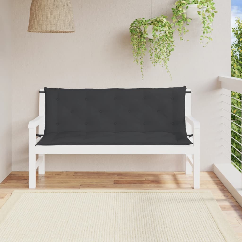 Garden Bench Cushions 2pcs Black 59.1"x19.7"x2.8" Oxford Fabric