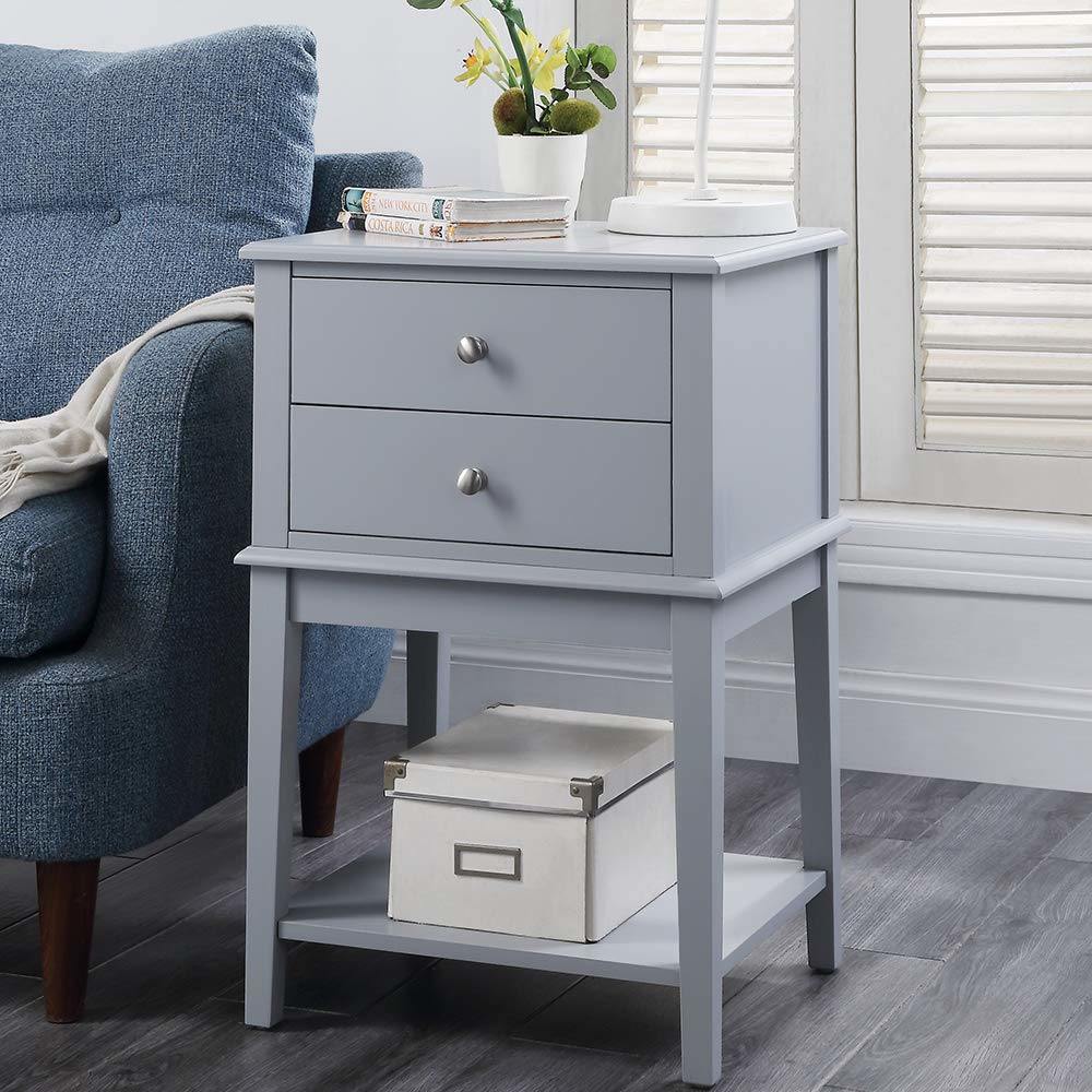 WOODEEM White Nightstand Bedrooms; Large End Table for Living Room; Bed Side Table with Drawers