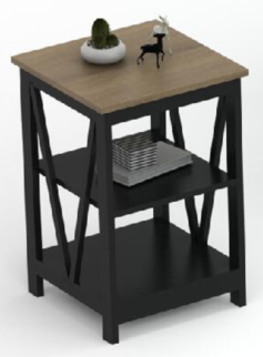 Industrial nightstand with 2-Tier open Storage Shelf; Sturdy; Easy Assembly; Black end tables for Living Room Bedroom Home Furniture; Small V-Design Modern Bed Side Table for Small Space