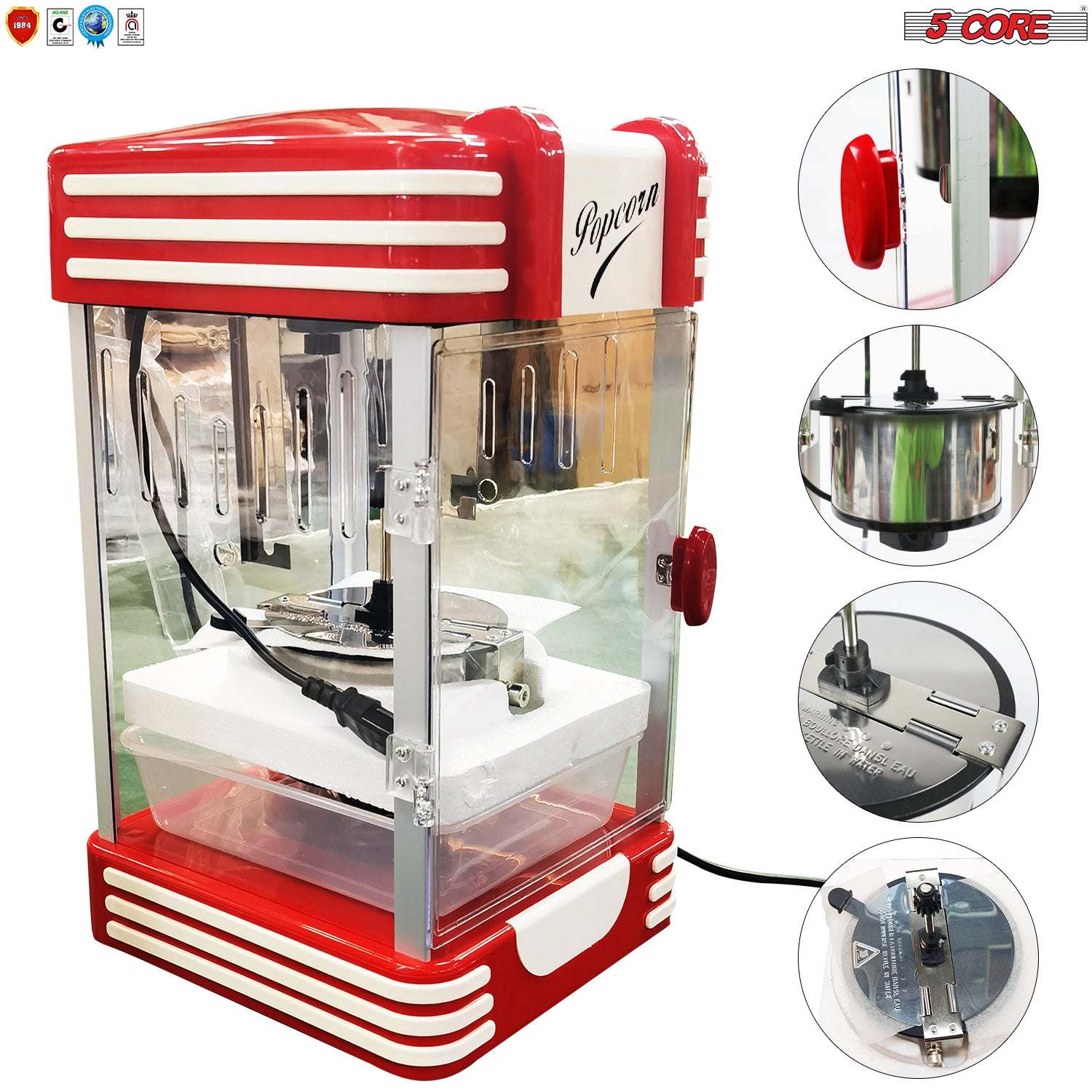 5 Core Popcorn Machine Popcorn Maker Machine used in Home Movie Theater Style Popcorn Popper 4 Oz Antique 300 Watts Big Grande Size - POP 850