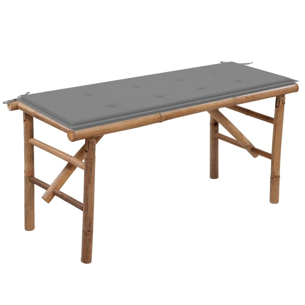 Folding Patio Bench with Cushion 46.5" Bamboo