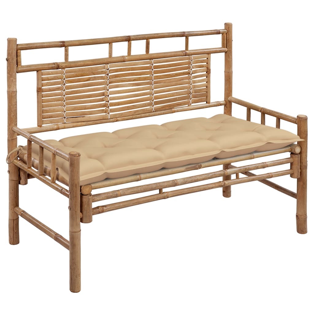 Patio Bench with Cushion 47.2'' Bamboo