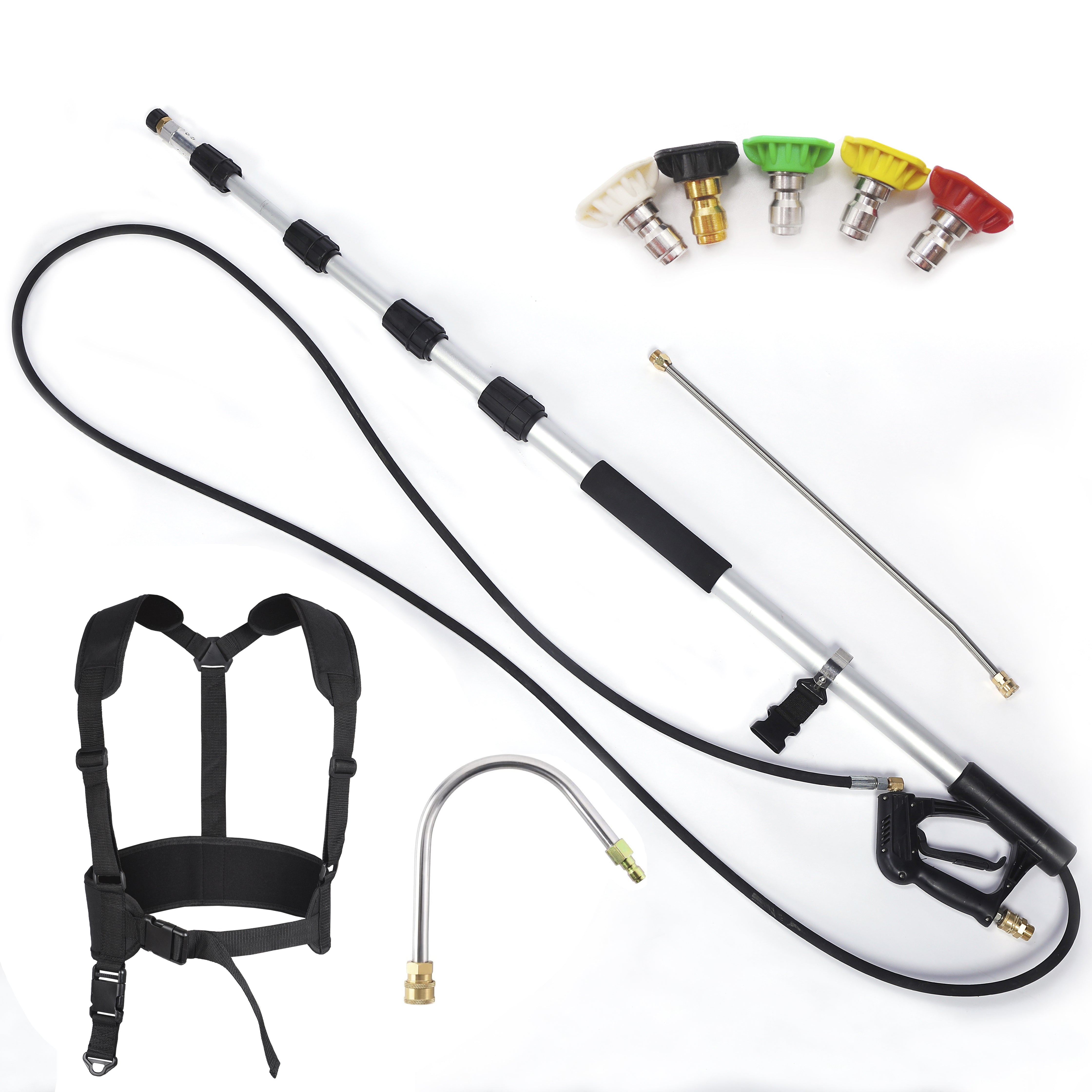 Pressure Washer Telescoping Extension Wand 18FT 4000PSI 5 section with gutter cleaner