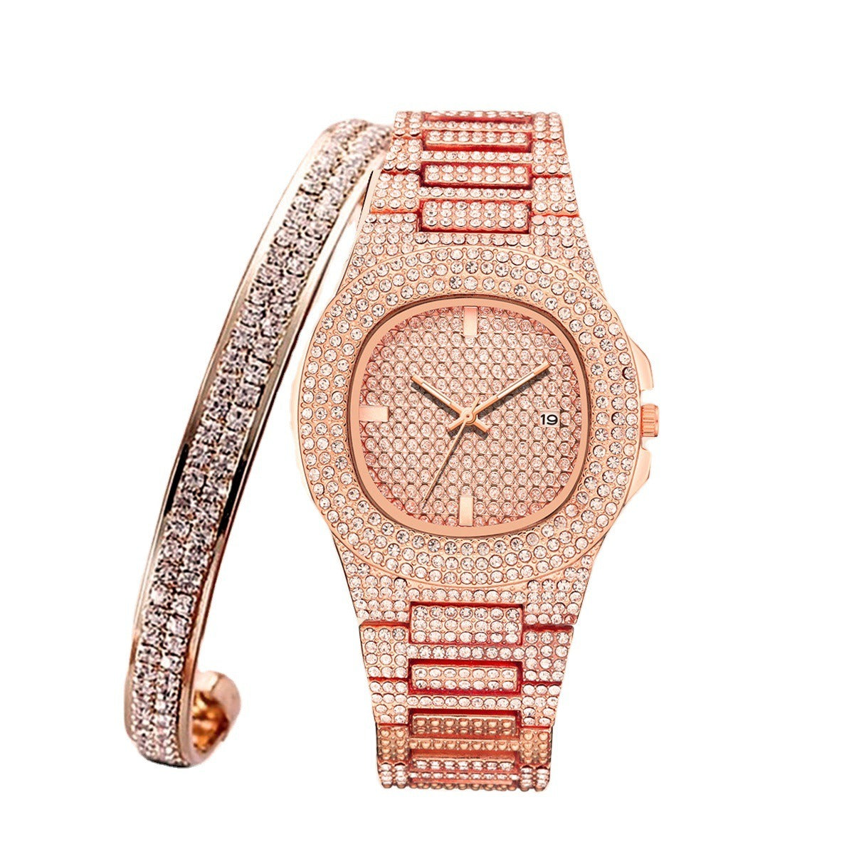 Women's Bracelet Watch Set - Square Simple Luxury Plated Gold Watch Set Jewelry