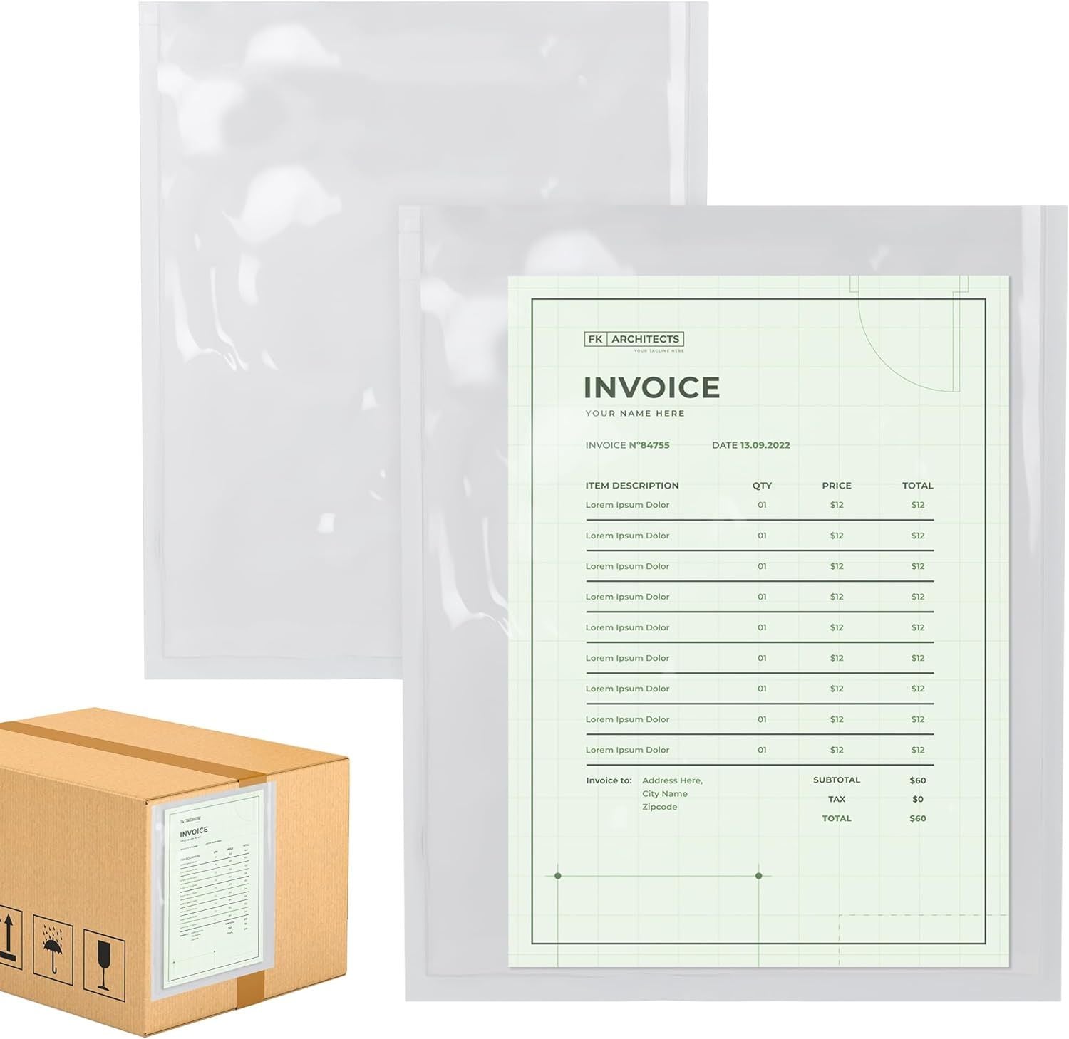 Pack of 100 Packing List Enclosed Envelope 10x12 Self-Adhesive Top Loading Shipping Label Envelope 10 x 12 Label Envelope Pouch; Top Print Envelope Ba