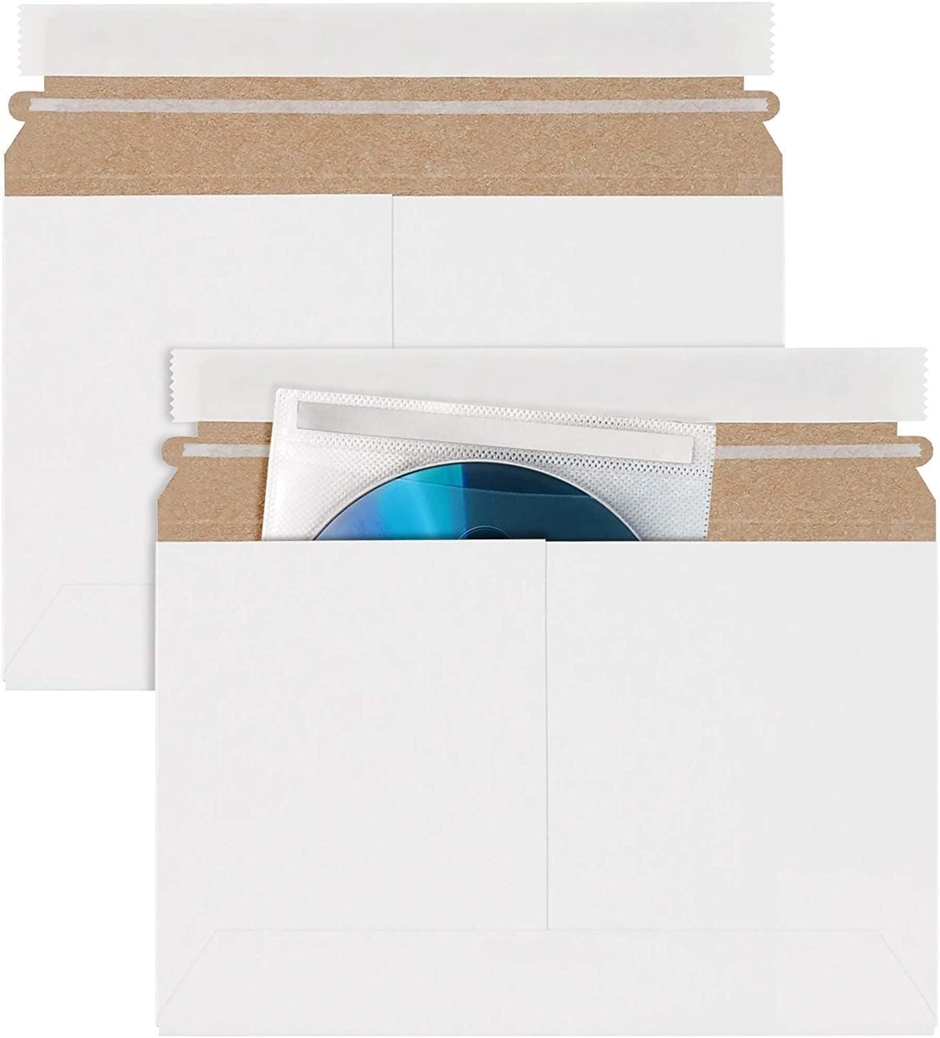 Pack of 10 White Rigid Mailing Envelopes 9 1/2 x 6. Stay Flat Cardboard Envelopes 9.5 x 6 Self-Seal Photo mailers. Peel and Seal Closure. No Bend docu