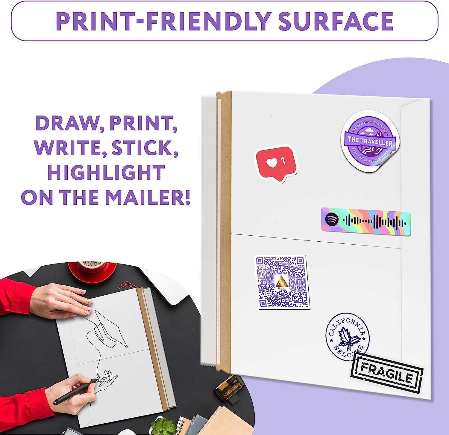 Pack of 10 White Rigid Mailing Envelopes 9 1/2 x 6. Stay Flat Cardboard Envelopes 9.5 x 6 Self-Seal Photo mailers. Peel and Seal Closure. No Bend docu