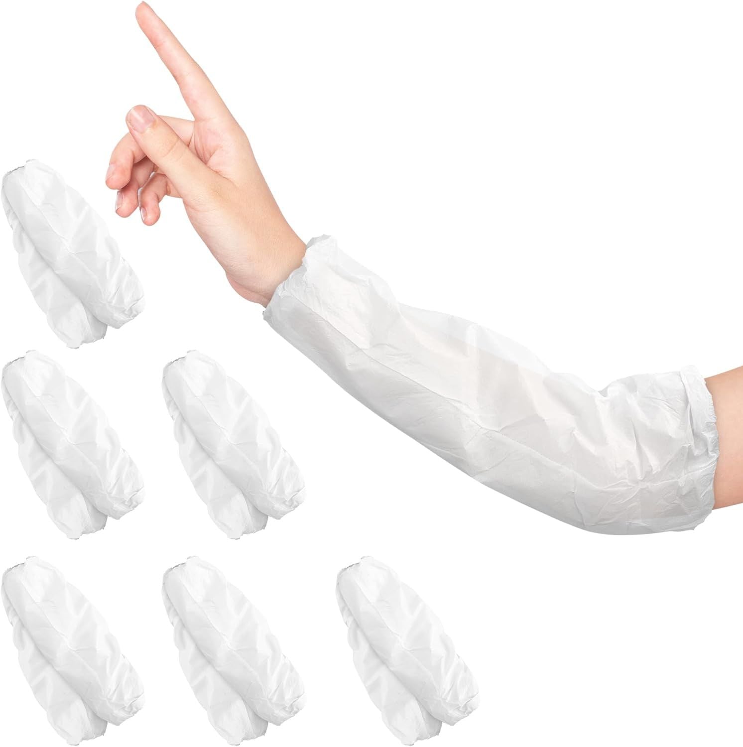 Disposable Sleeves 18" Pack of 100 Disposable Sleeve Covers White Microporous Arm Sleeves Protectors for Cleaning; Washing; Tattoo; Bloodborne Pathoge