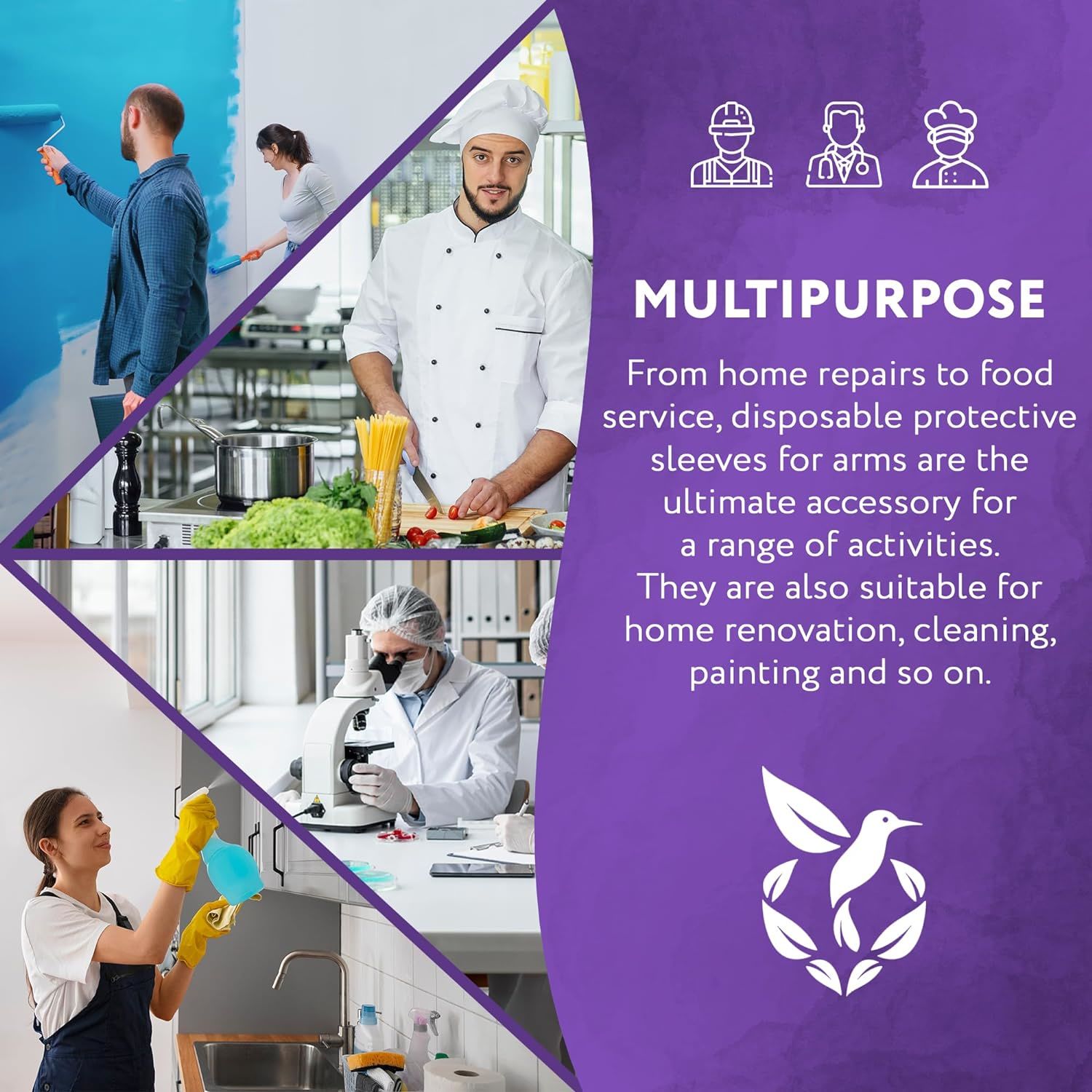 Disposable Sleeves 18" Pack of 100 Disposable Sleeve Covers White Microporous Arm Sleeves Protectors for Cleaning; Washing; Tattoo; Bloodborne Pathoge