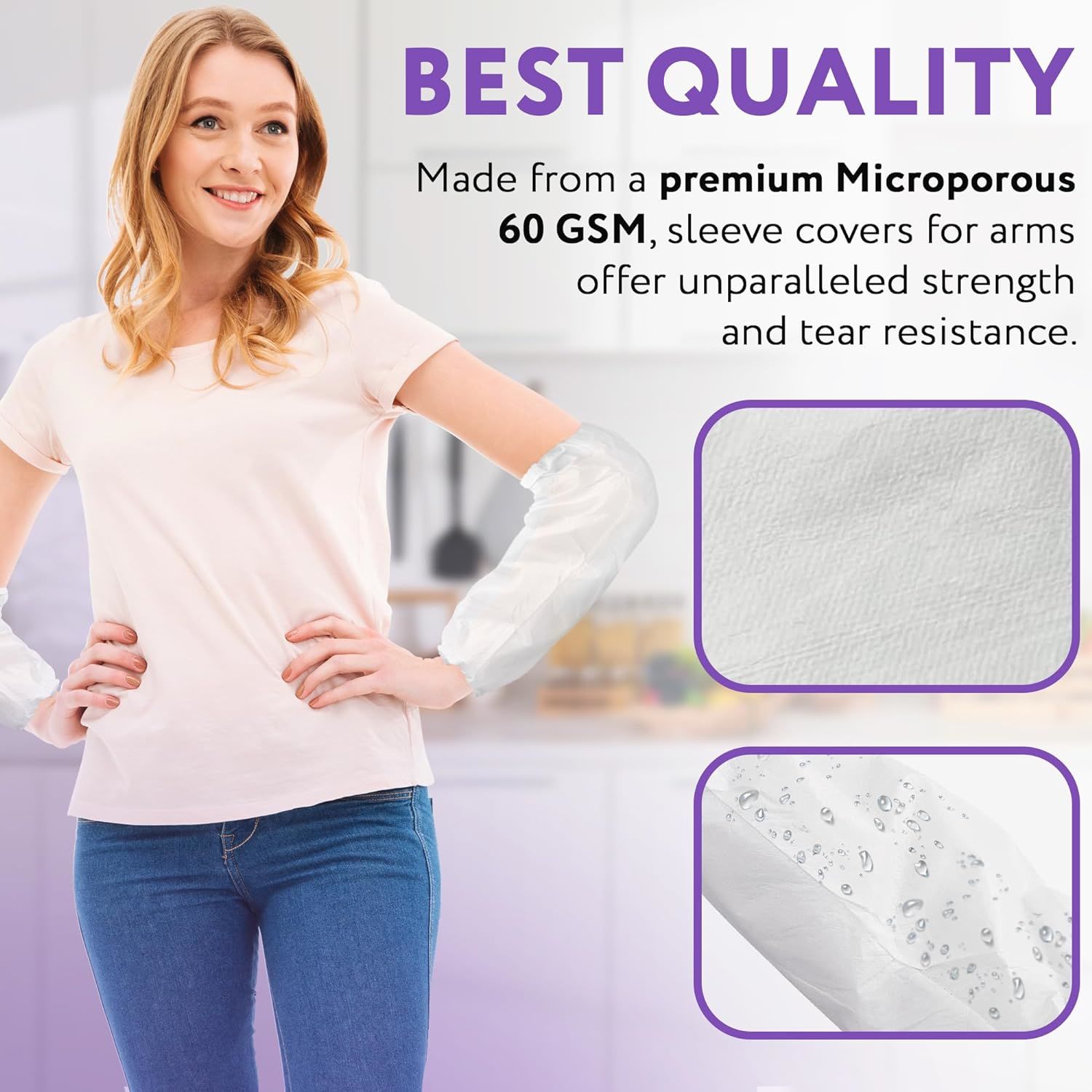 Disposable Sleeves 18" Pack of 100 Disposable Sleeve Covers White Microporous Arm Sleeves Protectors for Cleaning; Washing; Tattoo; Bloodborne Pathoge