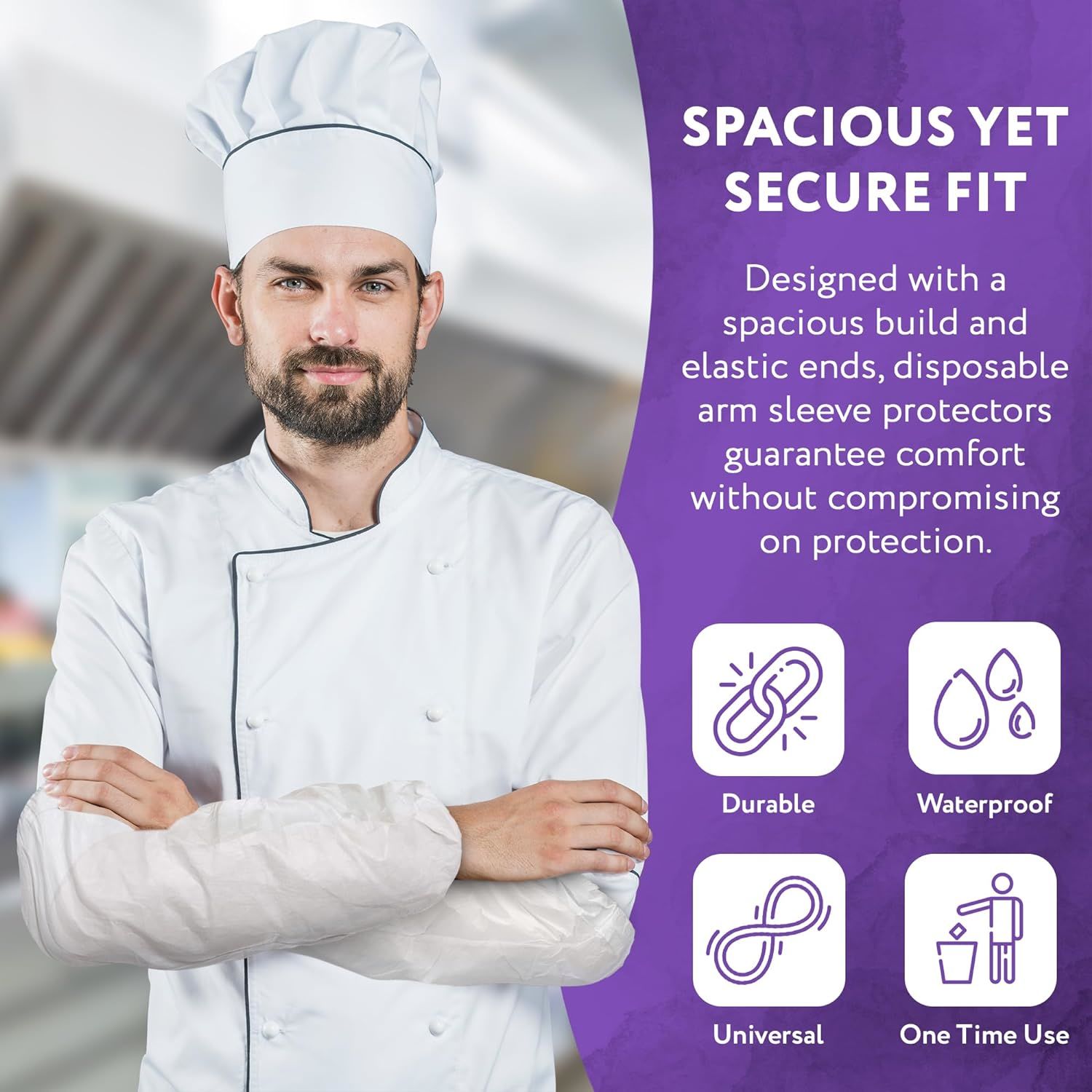 Disposable Sleeves 18" Pack of 100 Disposable Sleeve Covers White Microporous Arm Sleeves Protectors for Cleaning; Washing; Tattoo; Bloodborne Pathoge