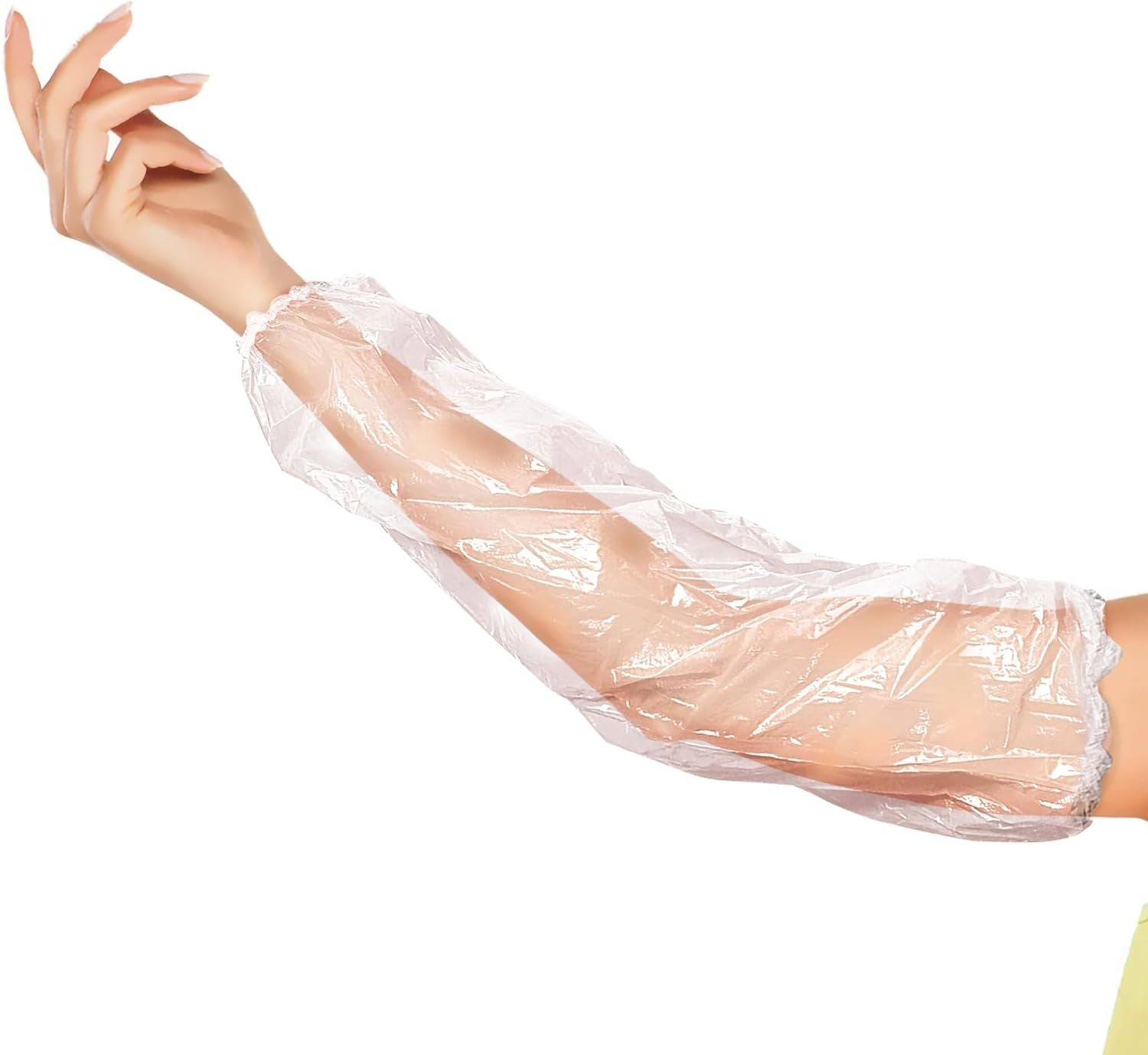 100 Pack Clear PE Oversleeves 18' size. Polyethylene Disposable Sleeves 1 Mil Thickness. Hand made Protective Oversleeves with Elasticated Wrist; Elbo