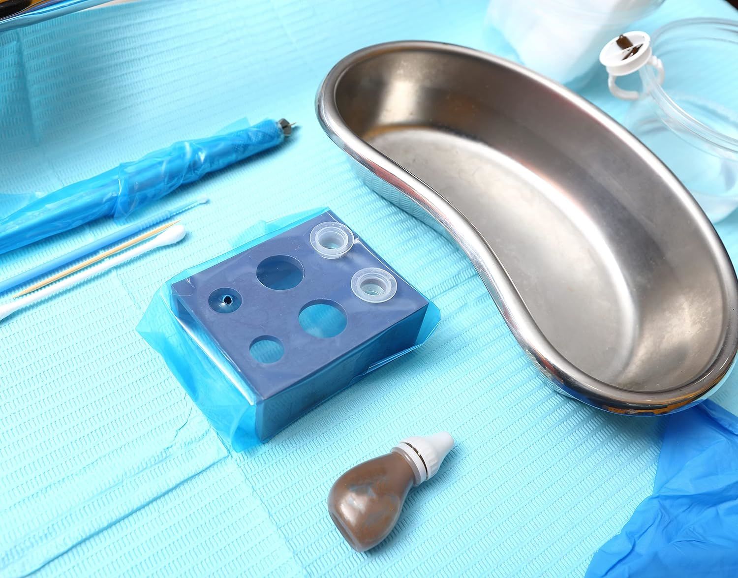 Universal Barrier Film 4" x 6". Roll of 1200 Disposable Adhesive Blue Tape in Dispenser Box. Protective Plastic 2 mil Sheets for Dental; Tattoo; Medic