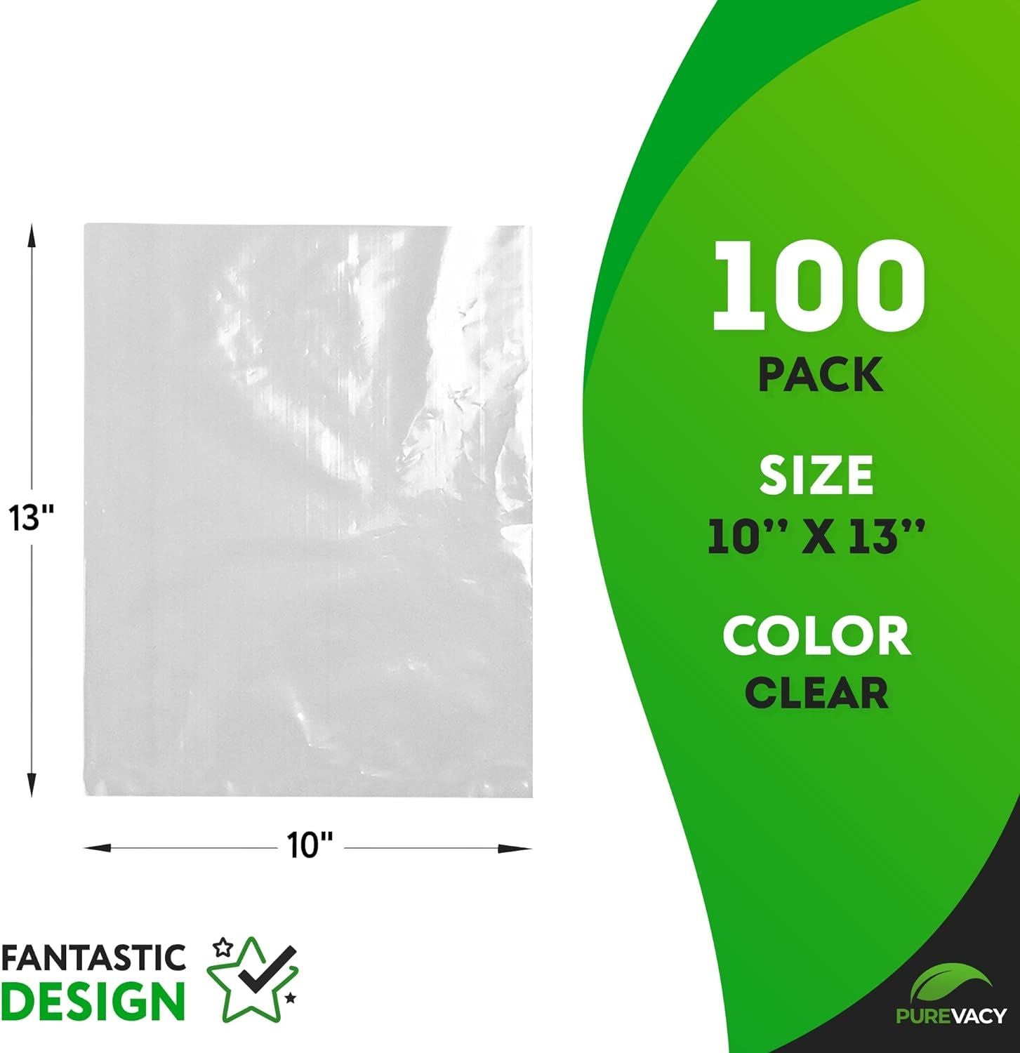 Clear Flat Poly Bags 10" x 13". Pack of 100 Non-Sticky Plastic 2 mil Retail Pouches. Medium PE Packaging for Mailing; Shipping; Packing. Reusable Stor