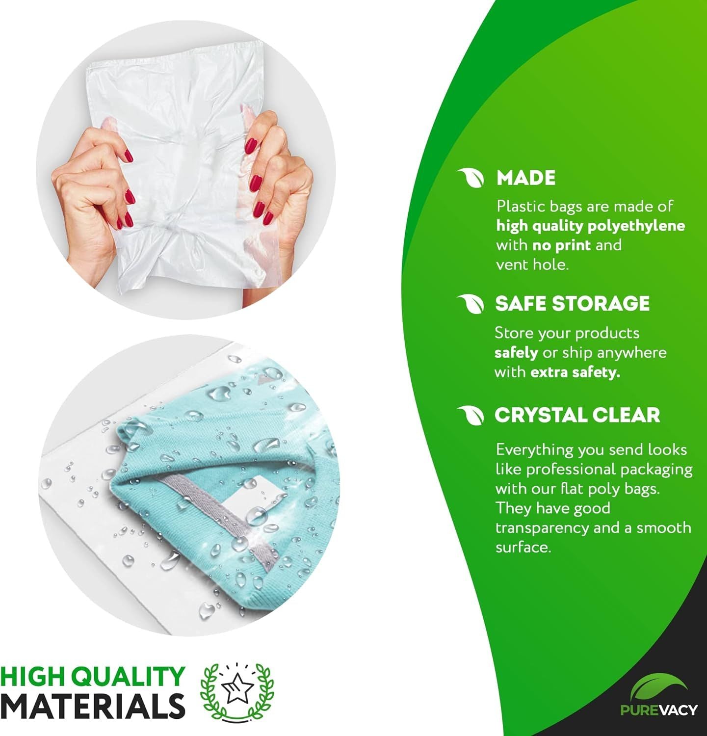 Clear Flat Poly Bags 10" x 13". Pack of 100 Non-Sticky Plastic 2 mil Retail Pouches. Medium PE Packaging for Mailing; Shipping; Packing. Reusable Stor