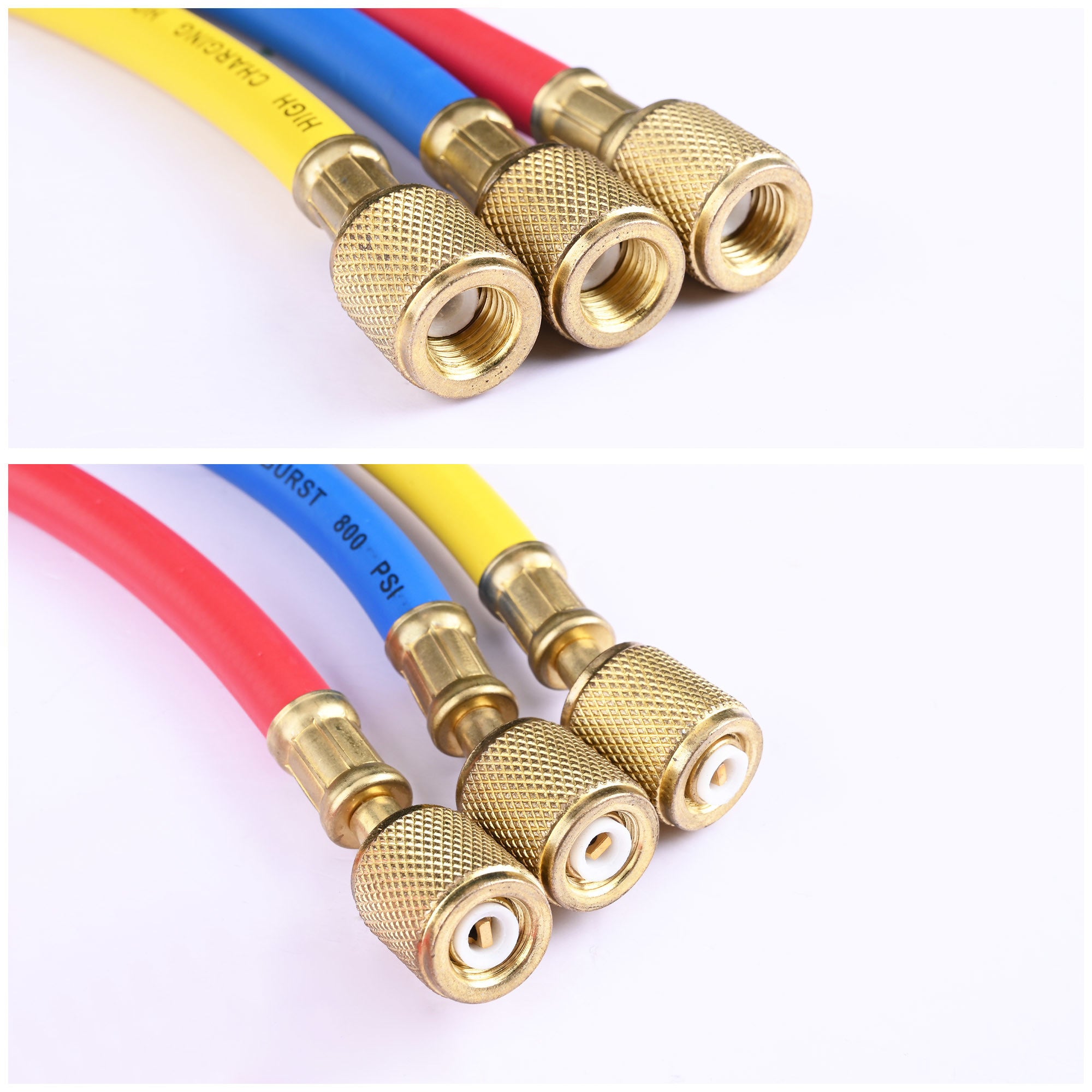 60in Manifold Gauge Hose 1/4in Fitting R410A R22 R404 Side Handle