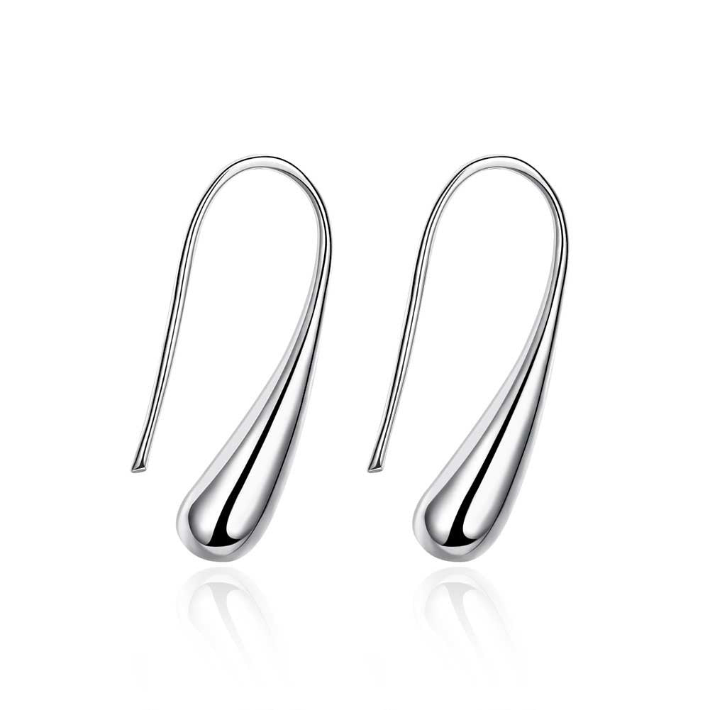 Plated Silver Simple Fashion Water droplets Earrings For Women Jewelry Silver Color Earrings