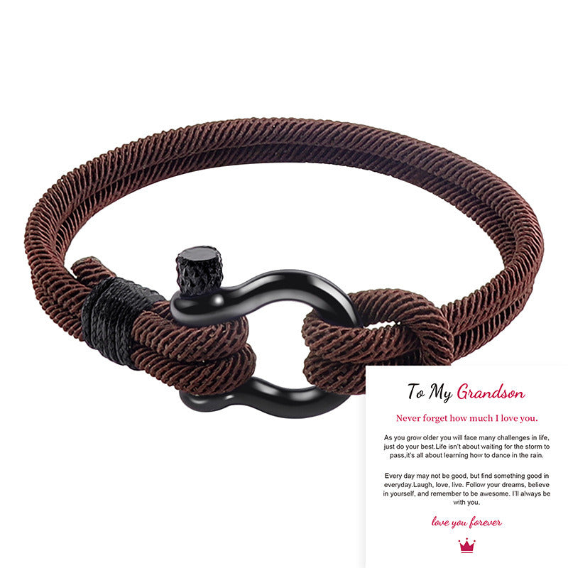 To My Son To My Grandson Bracelet Nautical Bracelet With Card I Will Always Be with You Bracelet Buckle Braided Bracelet