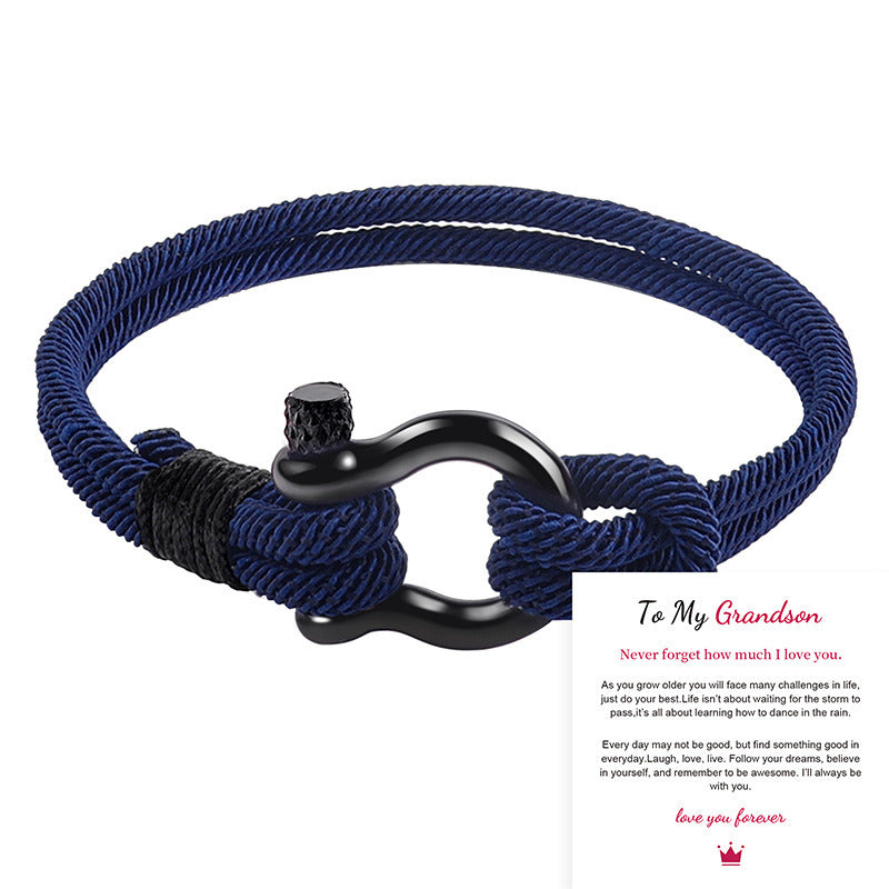 To My Son To My Grandson Bracelet Nautical Bracelet With Card I Will Always Be with You Bracelet Buckle Braided Bracelet