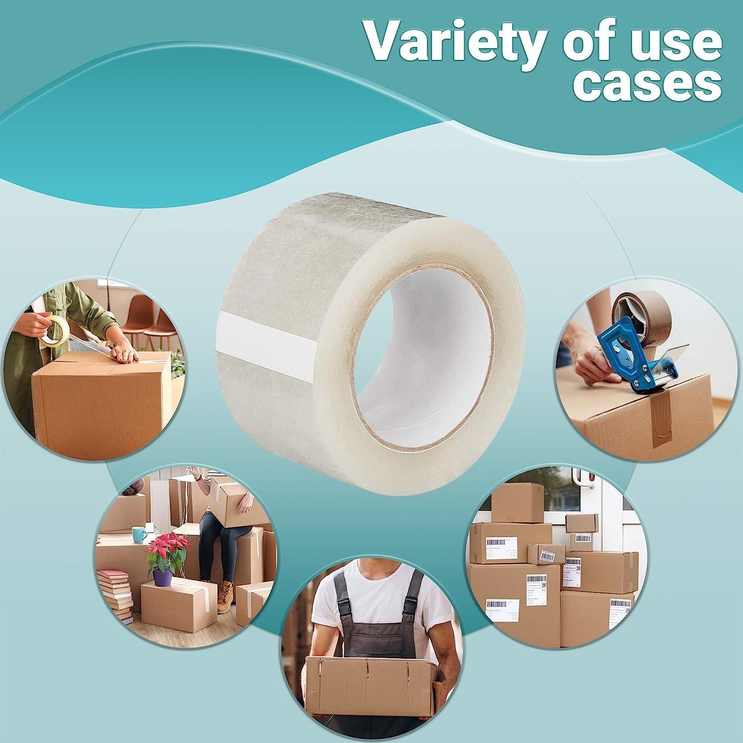 24 Rolls of Carton Sealing Tape 3' x 55 Yards. Thickness 2 Mil. 50 Micron Polypropylene Pressure Sensitive Tape for Packing; Shipping; Moving Boxes. A
