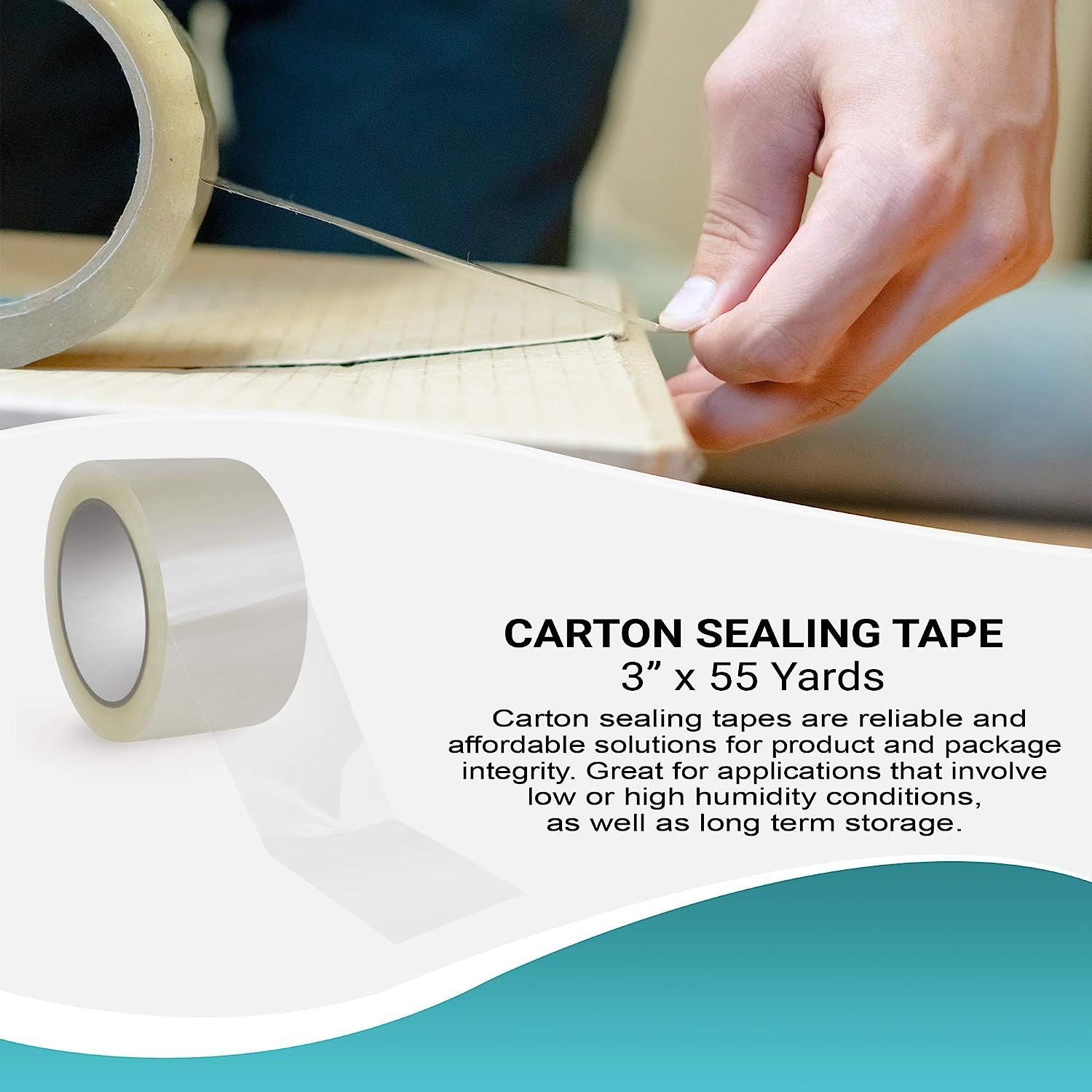 24 Rolls of Carton Sealing Tape 3' x 55 Yards. Thickness 2 Mil. 50 Micron Polypropylene Pressure Sensitive Tape for Packing; Shipping; Moving Boxes. A