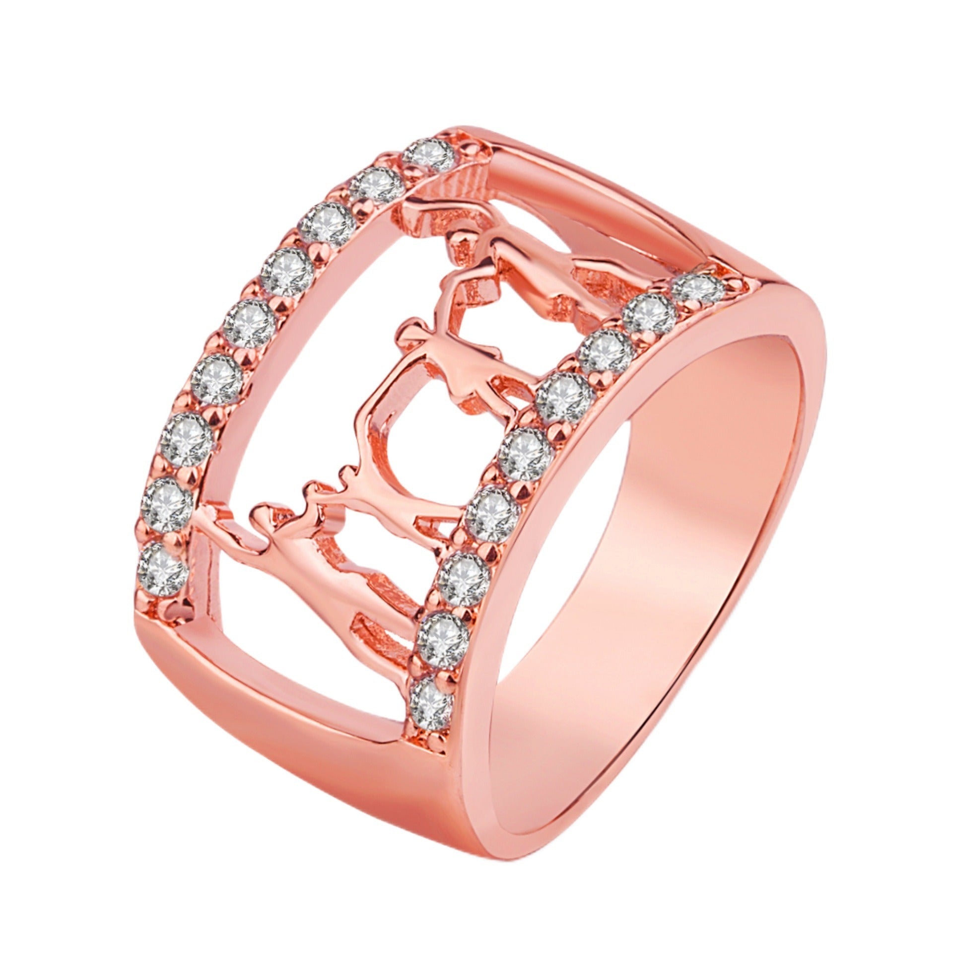 Happy Family Love Ring Grandma Letter Family Rings Geometric Hollow Figure Wide Thick Rings For Mother's Day Birthday Present