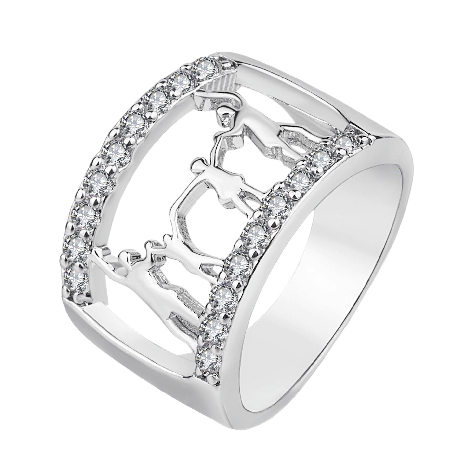 Happy Family Love Ring Grandma Letter Family Rings Geometric Hollow Figure Wide Thick Rings For Mother's Day Birthday Present