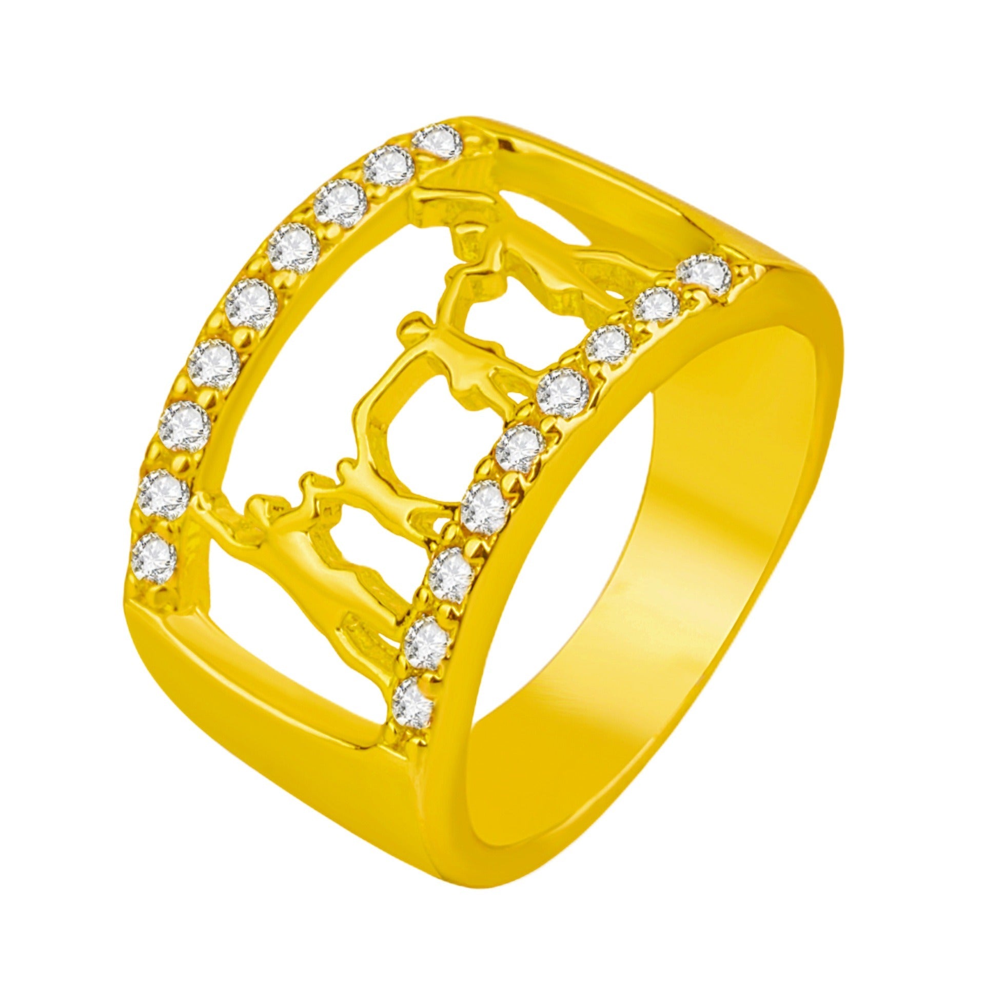 Happy Family Love Ring Grandma Letter Family Rings Geometric Hollow Figure Wide Thick Rings For Mother's Day Birthday Present